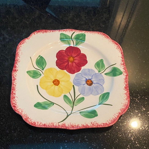 Blue Ridge Pattern Floral Dining | Blue Ridge Floral Plate Hand Painted Southern Potteries Inc 7 ...